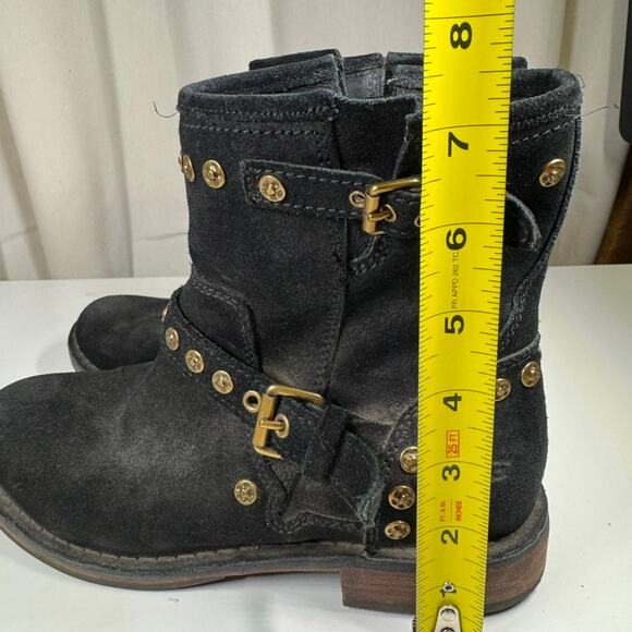 UGG Ankle Boots Black Suede Moto Fabrizia Gold Studs 1003235 Women's Size 7 - Picture 12 of 12